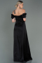 Black Long Satin Engagement Dress ABU1606