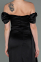 Black Long Satin Engagement Dress ABU1606