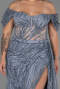 Long Silver Plus Size Evening Dress ABU3097