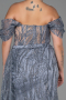 Long Silver Plus Size Evening Dress ABU3097