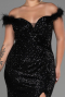 Long Black Scaly Plus Size Evening Dress ABU3193