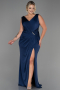 Navy Blue Long Plus Size Evening Dress ABU2931