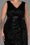 Long Black Scaly Plus Size Evening Dress ABU3194