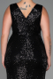 Long Black Scaly Plus Size Evening Dress ABU3194