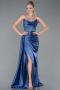 Indigo Long Satin Evening Dress ABU6141