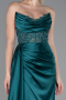 Long Emerald Green Satin Plus Size Prom Dress ABU3855