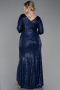 Long Navy Blue Scaly Plus Size Evening Dress ABU3258