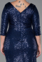 Long Navy Blue Scaly Plus Size Evening Dress ABU3258