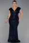 Navy Blue Long Oversized Evening Dress ABU1045
