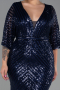 Long Navy Blue Plus Size Evening Dress ABU900