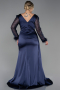 Long Navy Blue Plus Size Evening Dress ABU3237