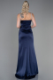 Navy Blue Long Satin Prom Gown ABU3198