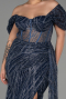 Navy Blue Long Plus Size Evening Dress ABU3097