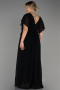 Long Black Chiffon Plus Size Evening Dress ABU3276