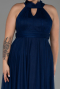 Navy Blue Long Plus Size Evening Dress ABU3253