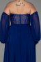 Sax Blue Long Chiffon Plus Size Evening Dress ABU6142