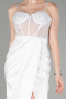 Long White Satin Evening Dress ABU3312