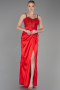 Long Red Satin Evening Dress ABU3312