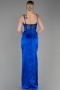Long Sax Blue Satin Evening Dress ABU3312