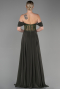 Long Olive Drab Chiffon Evening Dress ABU3310