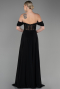 Long Black Chiffon Evening Dress ABU3310