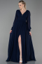 Navy Blue Long Chiffon Evening Dress ABU1702