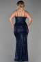 Long Navy Blue Scaly Plus Size Evening Dress ABU3322