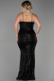 Long Black Scaly Plus Size Evening Dress ABU3322