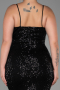 Long Black Scaly Plus Size Evening Dress ABU3322