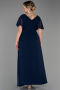 Long Navy Blue Chiffon Plus Size Evening Dress ABU2308