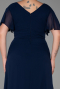 Long Navy Blue Chiffon Plus Size Evening Dress ABU2308