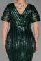 Emerald Green Short Plus Size Evening Dress ABK686