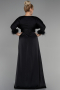 Long Black Satin Plus Size Evening Dress ABU3367