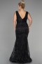 Long Black Plus Size Engagement Dress ABU3368