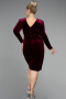 Midi Burgundy Velvet Velvet Oversized Evening Dress ABK1875