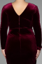 Midi Burgundy Velvet Velvet Oversized Evening Dress ABK1875