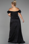 Black Long Satin Plus Size Evening Dress ABU1626