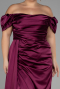Cherry Colored Long Satin Plus Size Evening Dress ABU1626