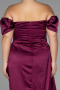 Cherry Colored Long Satin Plus Size Evening Dress ABU1626