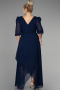 Midi Navy Blue Chiffon Oversized Evening Dress ABK1083