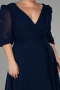 Midi Navy Blue Chiffon Oversized Evening Dress ABK1083