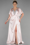 Long Beige Satin Plus Size Engagement Dress ABU3442