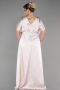 Long Beige Satin Plus Size Engagement Dress ABU3442