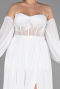 White Long Chiffon Plus Size Evening Dress ABU6142