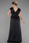 Long Black Satin Plus Size Engagement Dress ABU3433