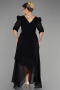 Black Midi Chiffon Oversized Evening Dress ABK1083