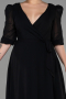 Black Midi Chiffon Oversized Evening Dress ABK1083
