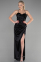 Long Black Satin Evening Dress ABU3459