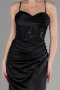 Long Black Satin Evening Dress ABU3459