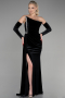 Black Long Velvet Evening Dress ABU3364